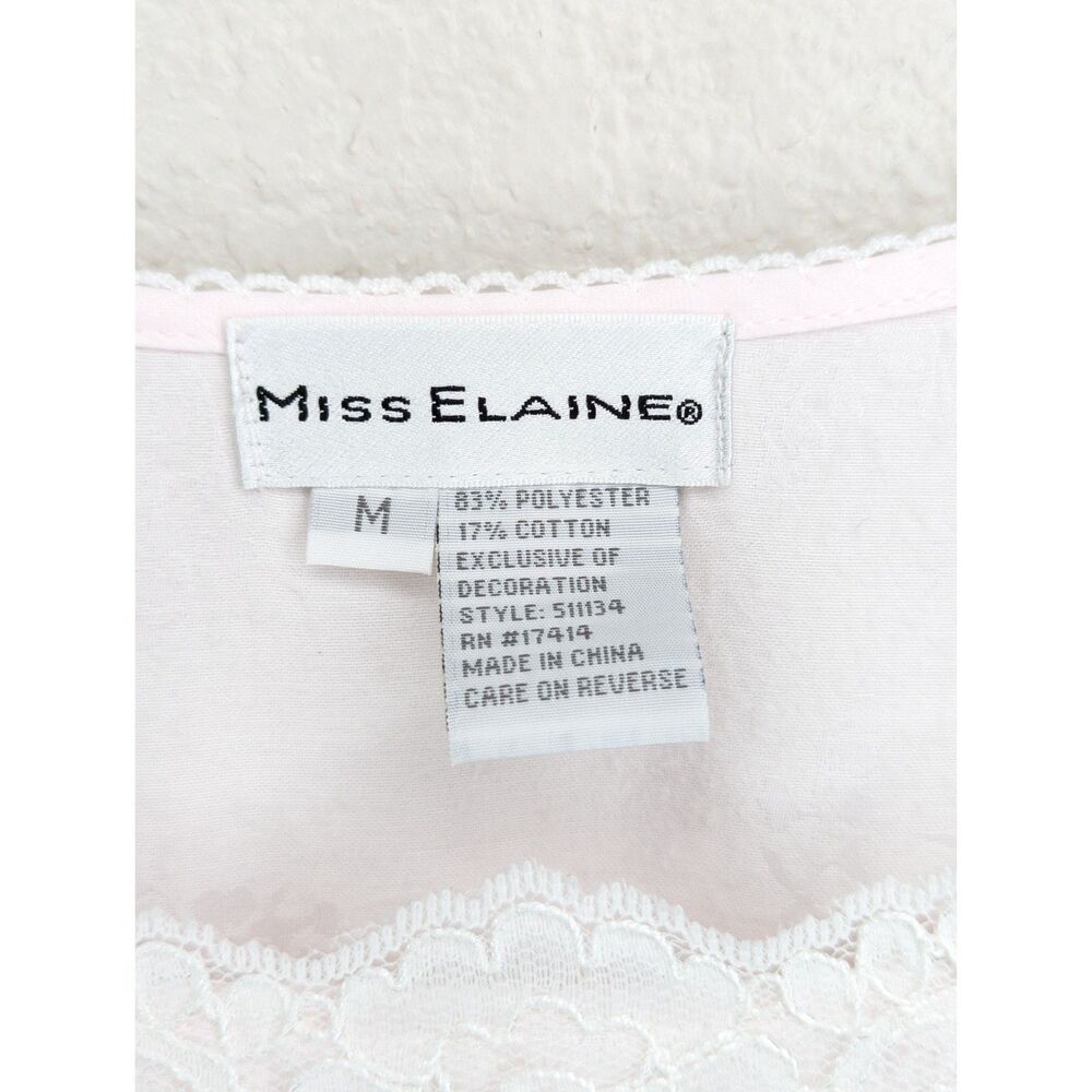 Vtg Miss Elaine Long Sleeve Nightgown Sz M Pastel Pink Lace Embroidery Granny - Picture 4 of 7